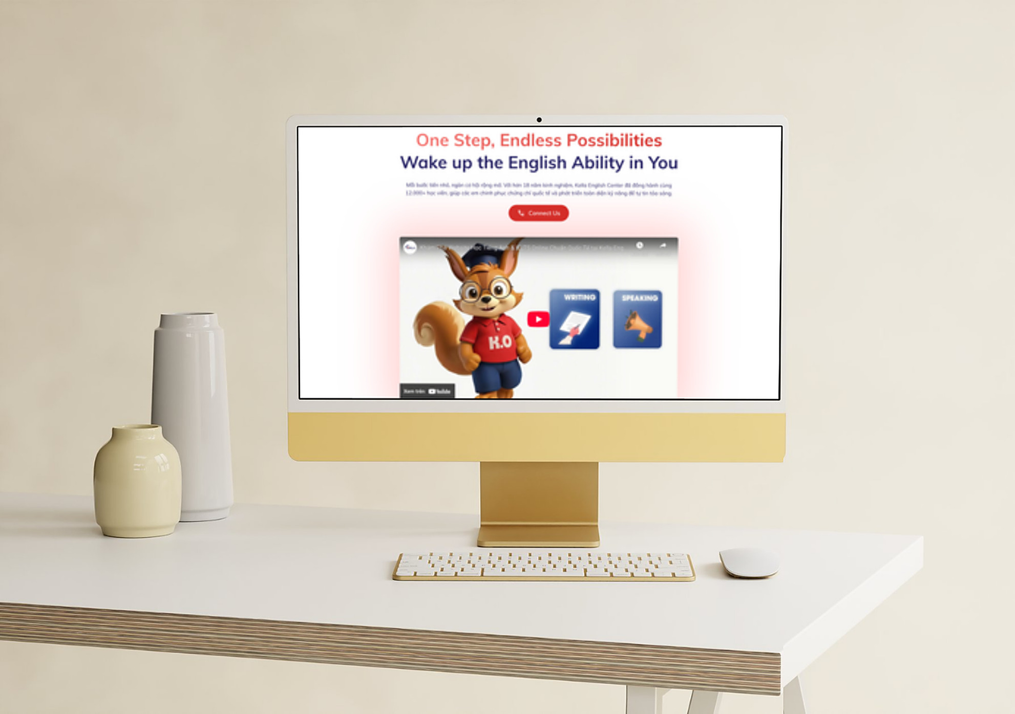 Kella website homepage with the AI practice assistant
